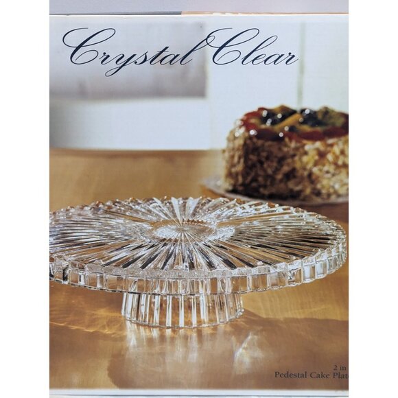 Crystal Clear Faceted Crystal 2 in 1 Pedestal Cake Plate/Vegetable Chip and Dip - Picture 1 of 7